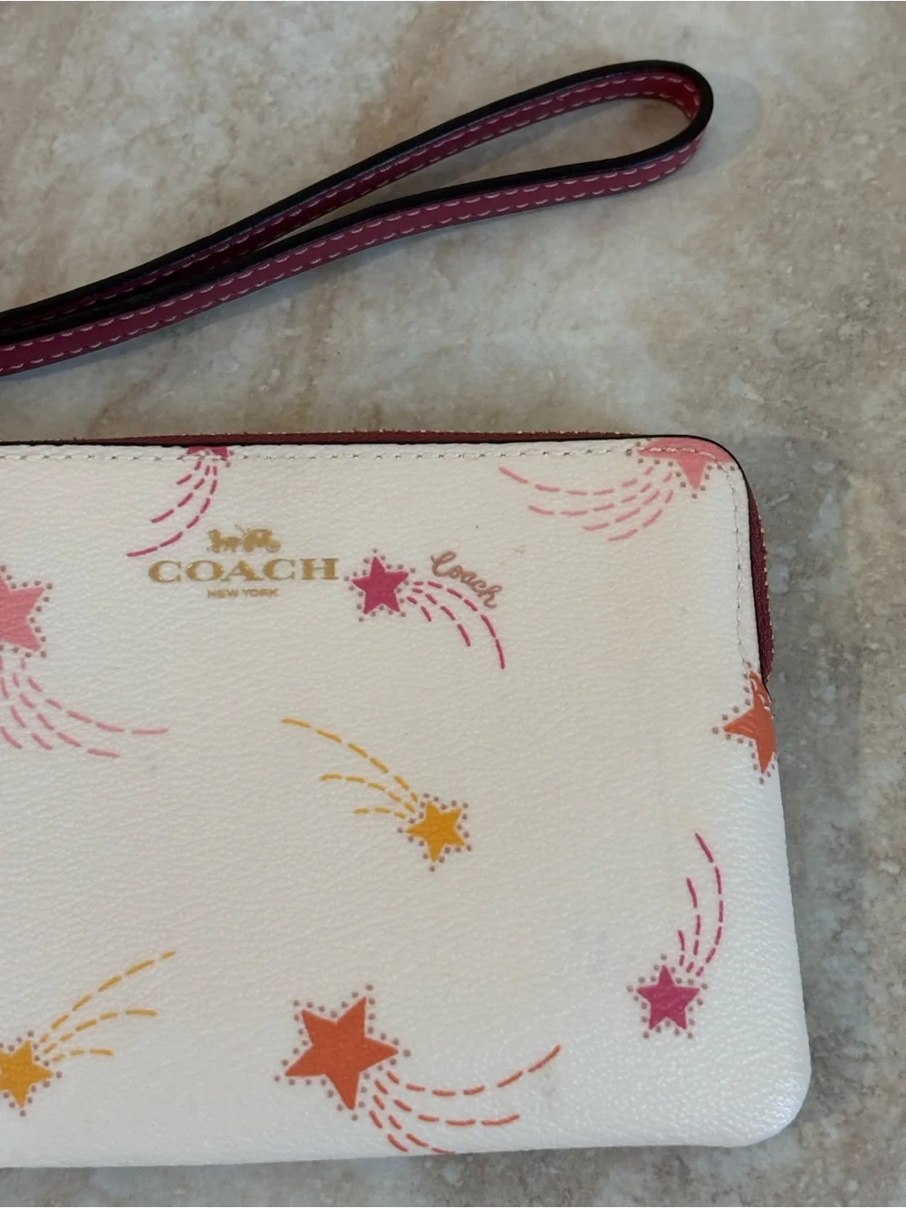 Coach Corner Zip Shooting Star print Wristlet